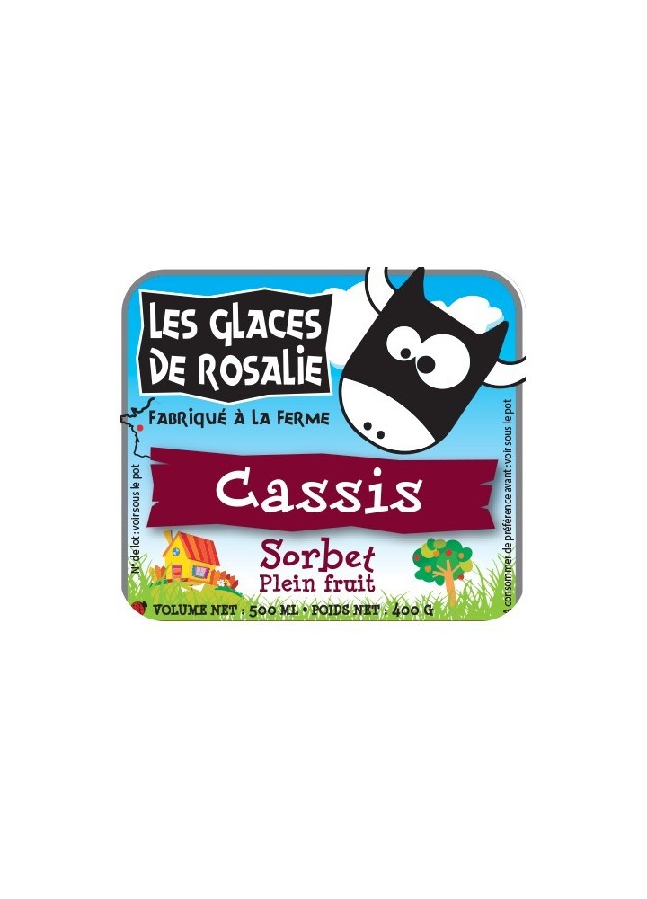 Sorbet cassis Sorbet plein fruit - les glaces de rosalie - 500ml