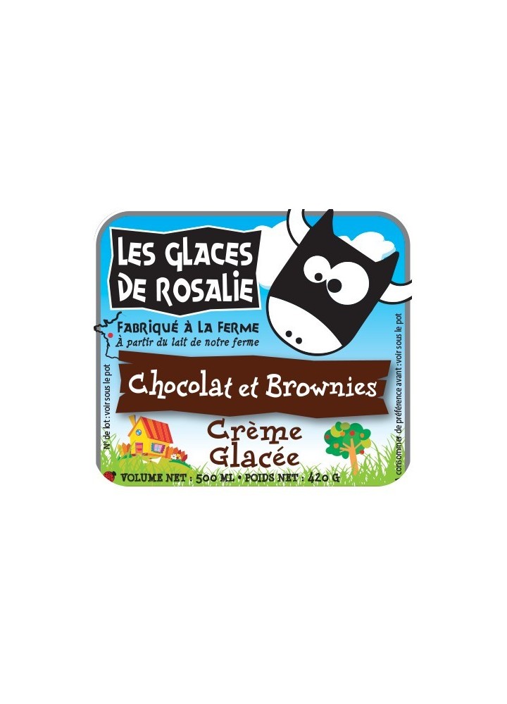 Glace Chocolat & brownies - les glaces de rosalie - 500ml